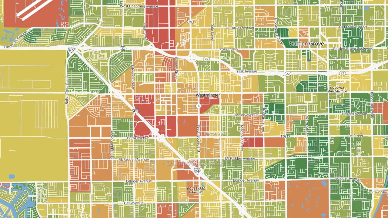 Westminster, CA Map of Assault Rates