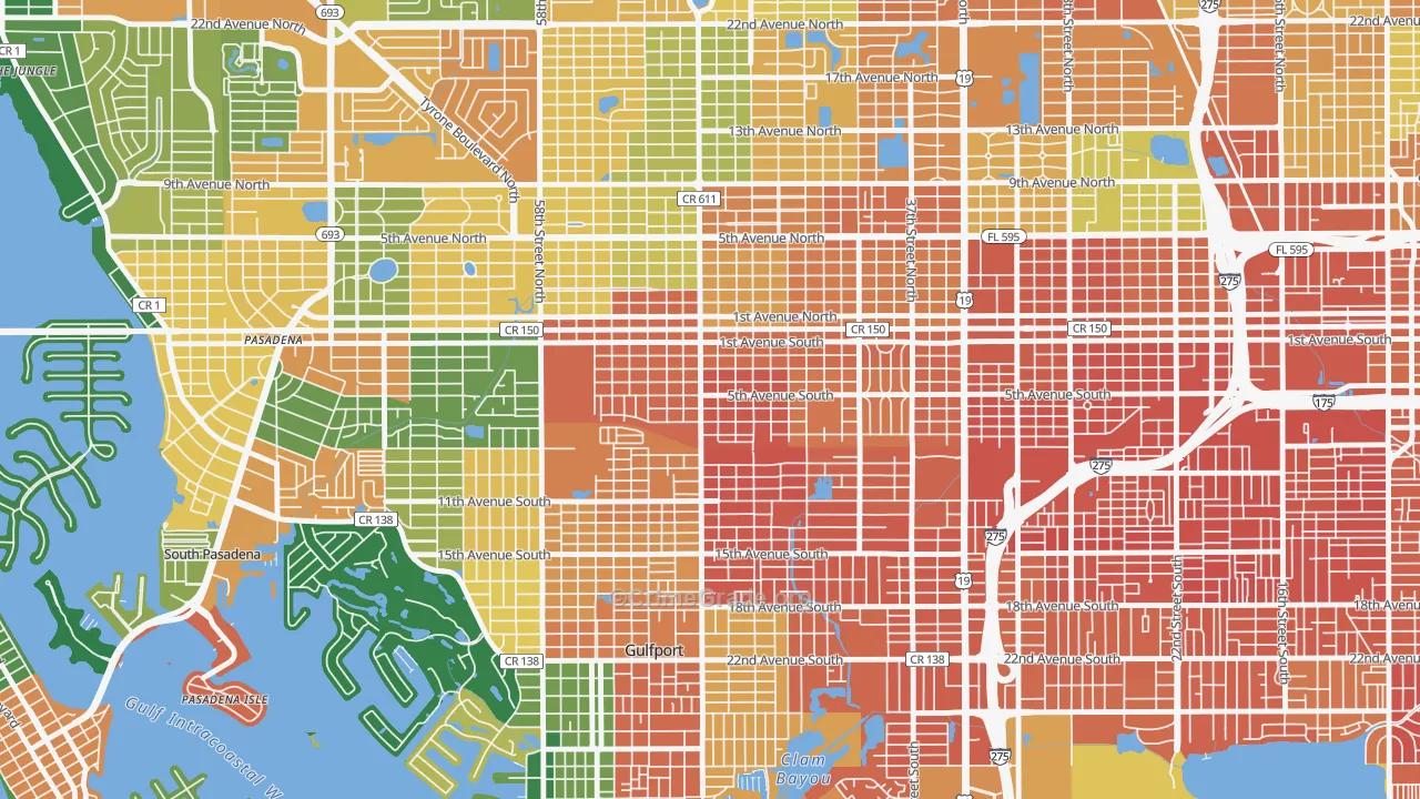 Westminster Heights, St. Petersburg, FL Map of Assault Rates