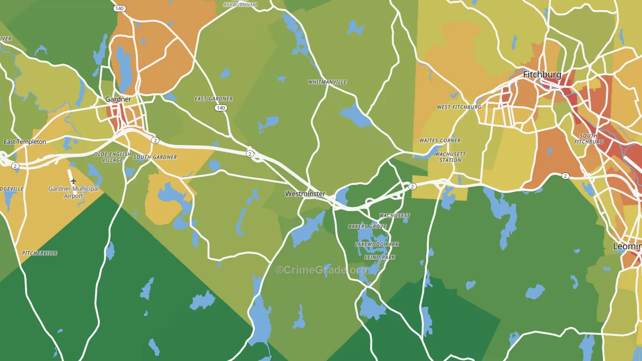 Westminster, MA Map of Assault Rates