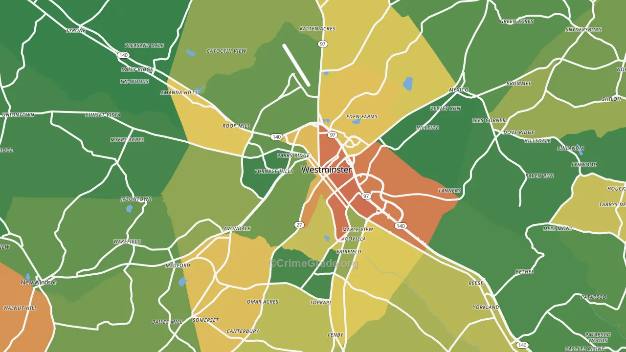 Westminster, MD Map of Assault Rates