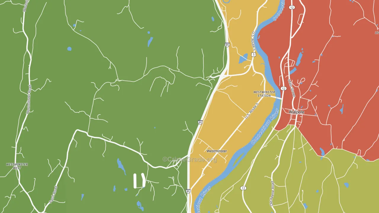 Westminster, VT Map of Assault Rates