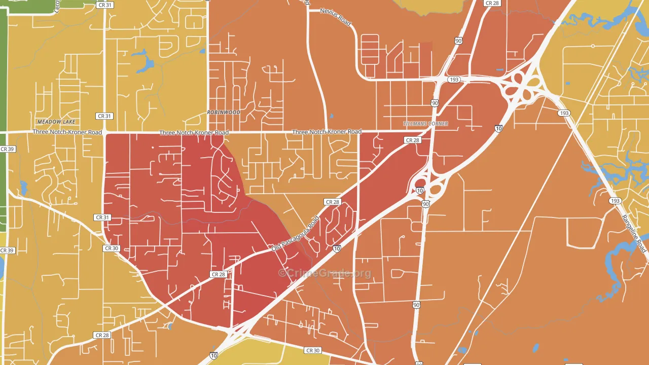 Westmont, Tillmans Corner, AL Map of Assault Rates