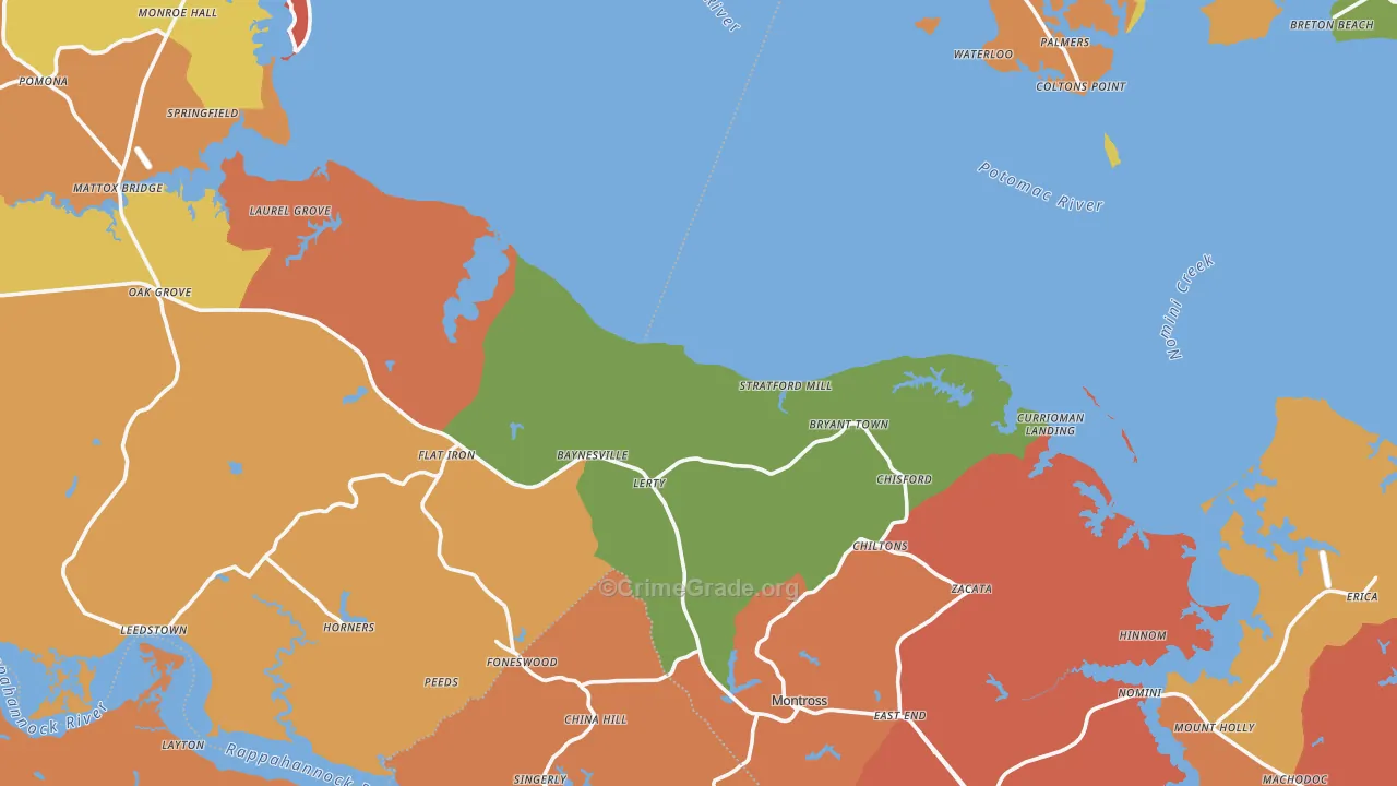 Westmoreland County, VA Map of Assault Rates