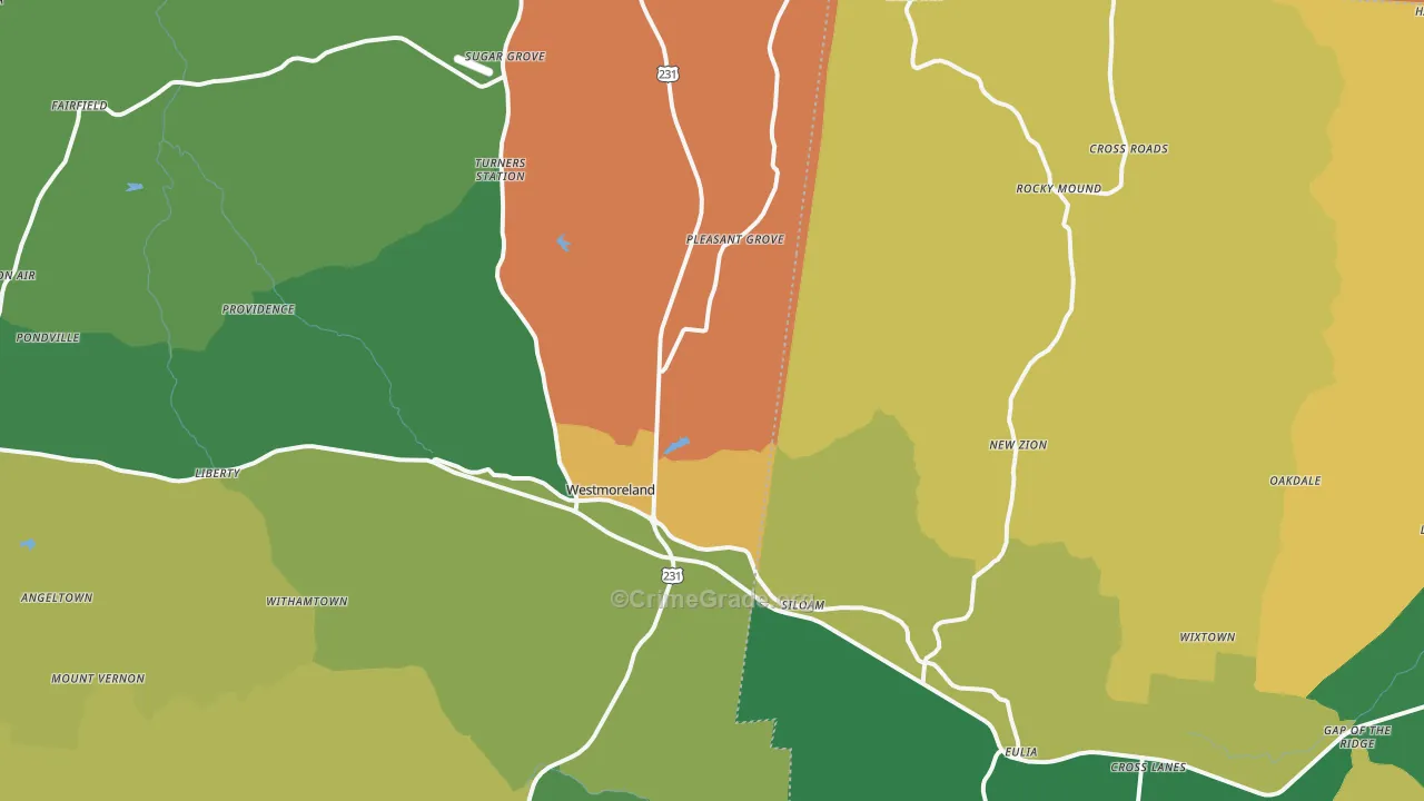 Westmoreland, TN Map of Assault Rates