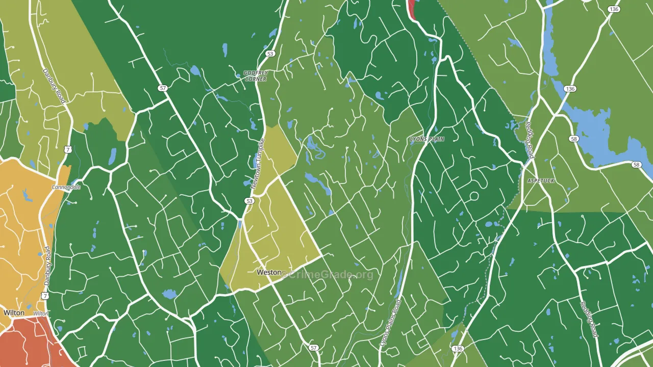 Weston, CT Map of Assault Rates