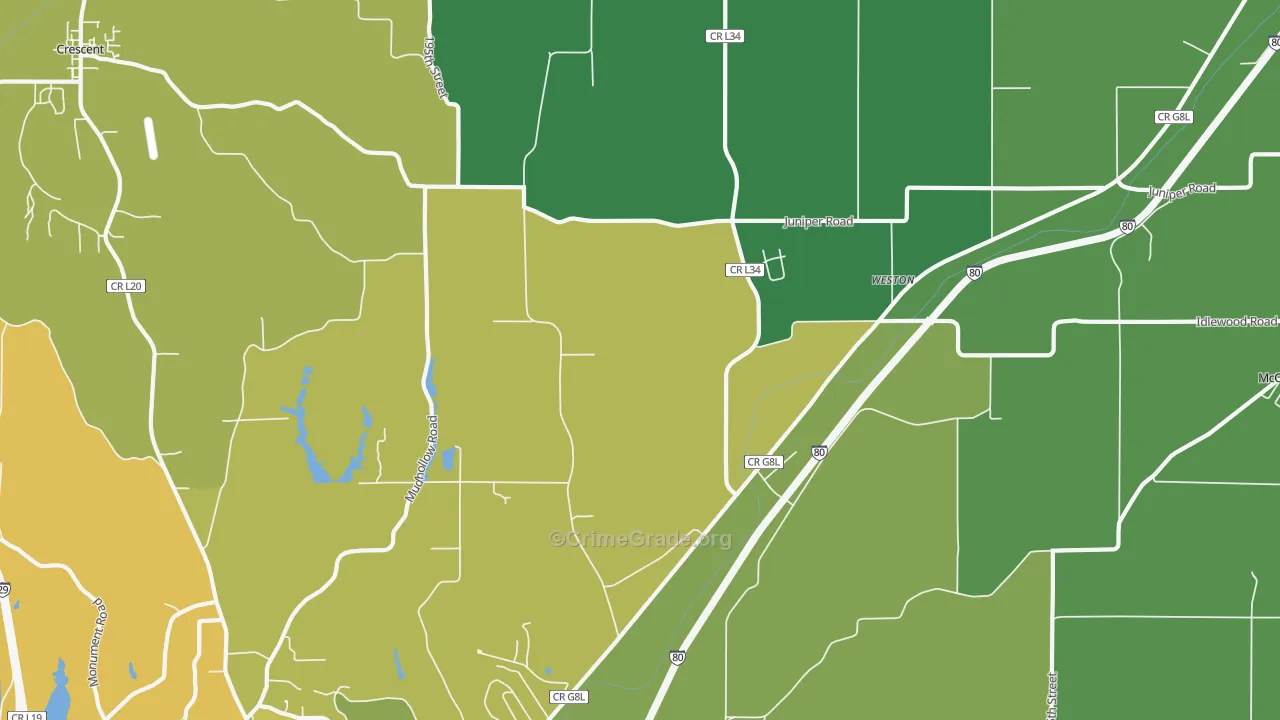 Weston, IA Map of Assault Rates