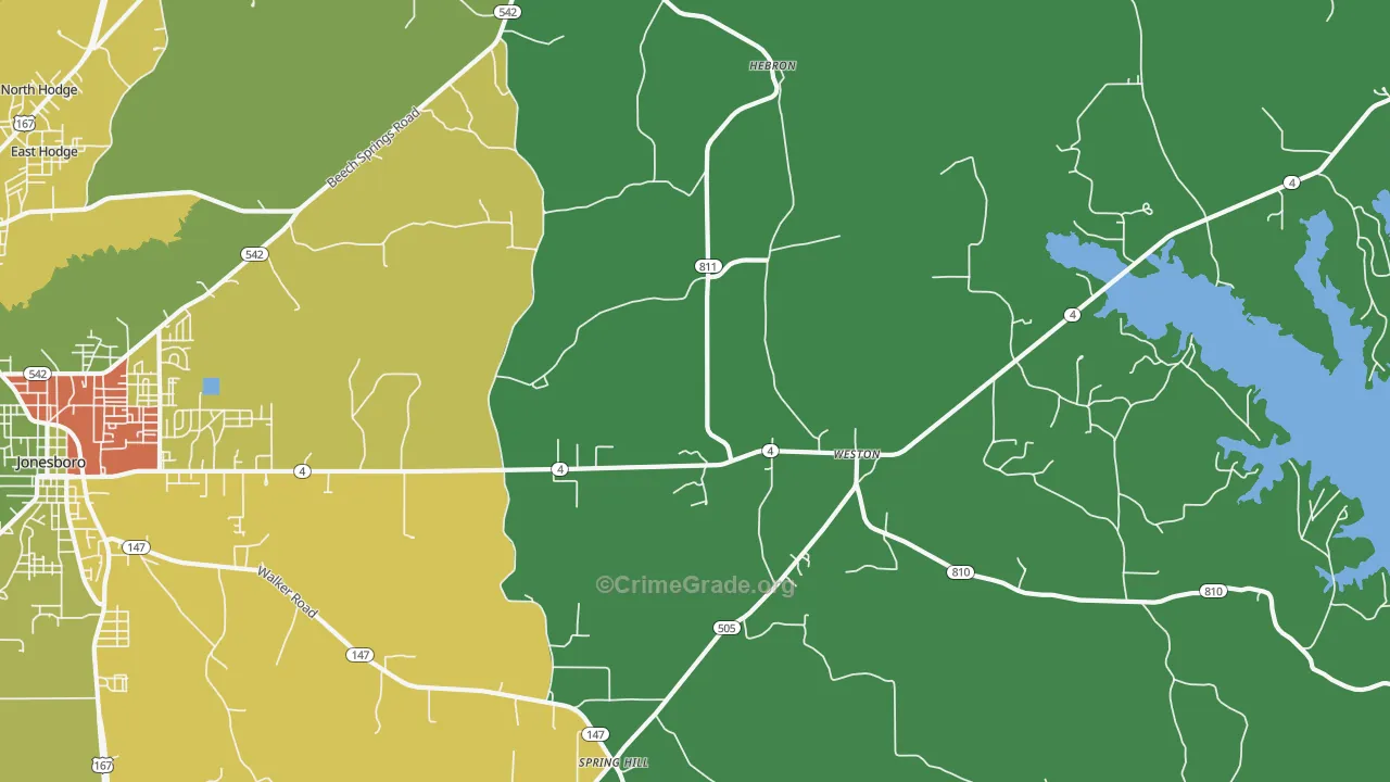 Weston, LA Map of Assault Rates