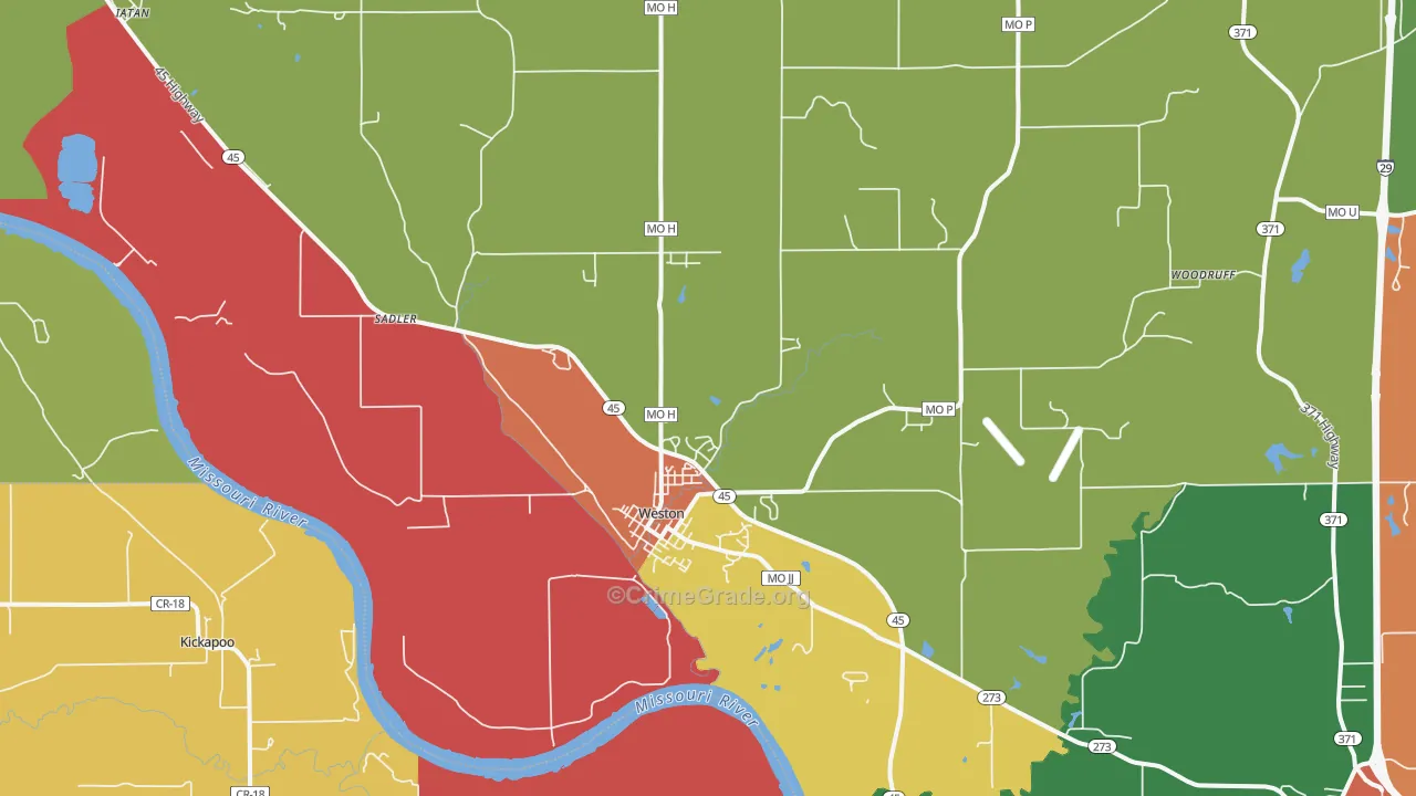 Weston, MO Map of Assault Rates