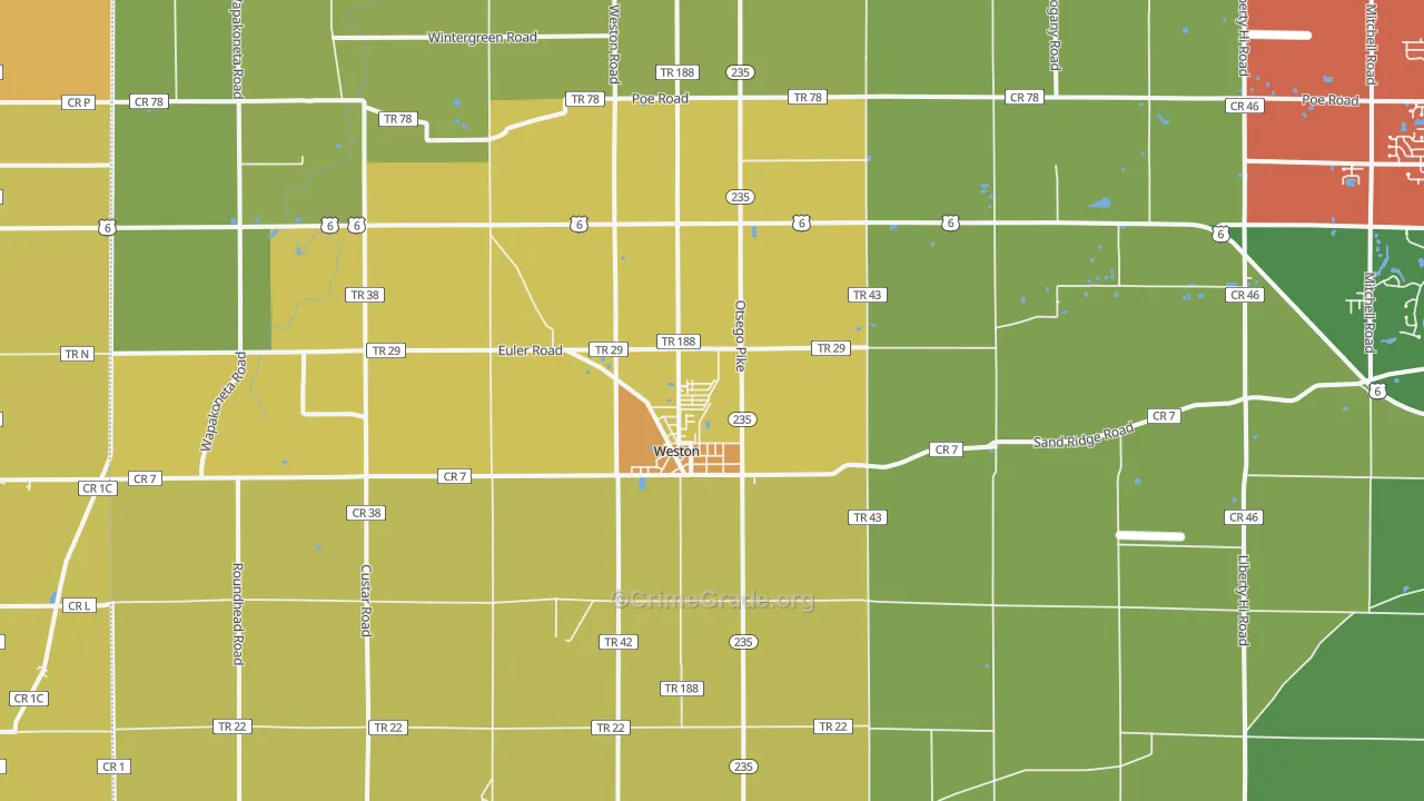 Weston, OH Map of Assault Rates