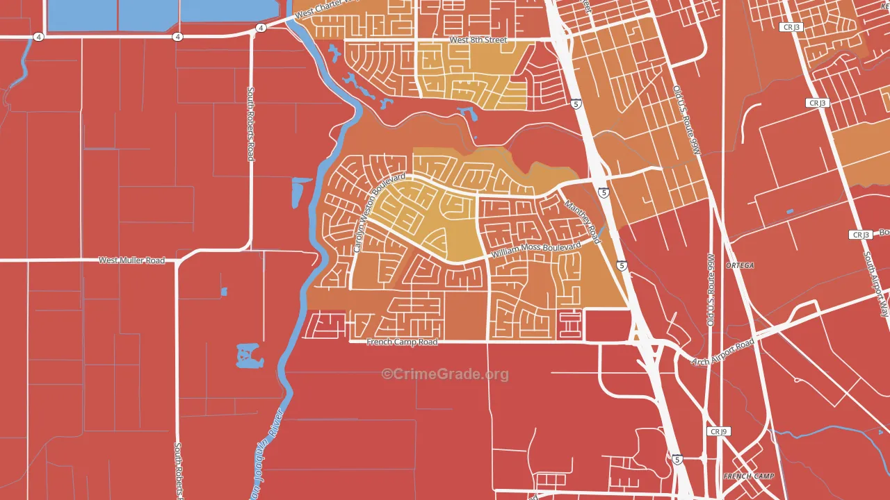 Weston Ranch, Stockton, CA Map of Assault Rates