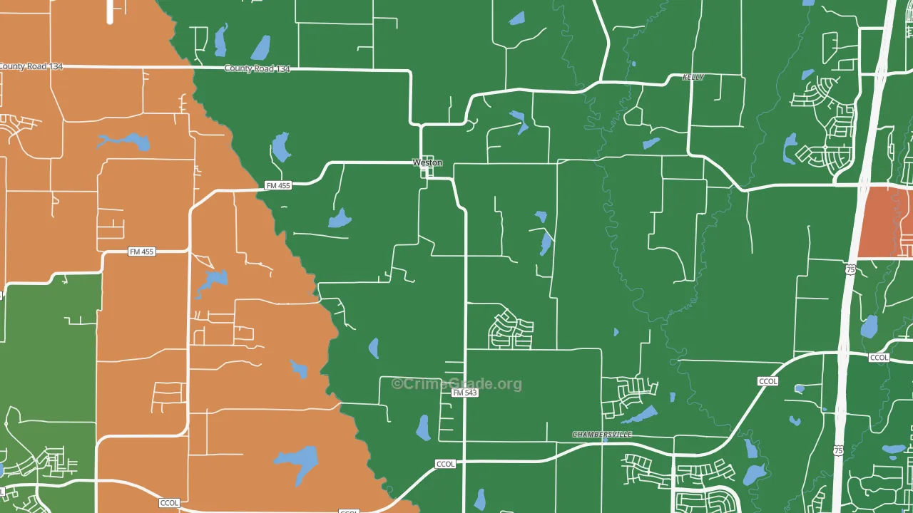 Weston, TX Map of Assault Rates