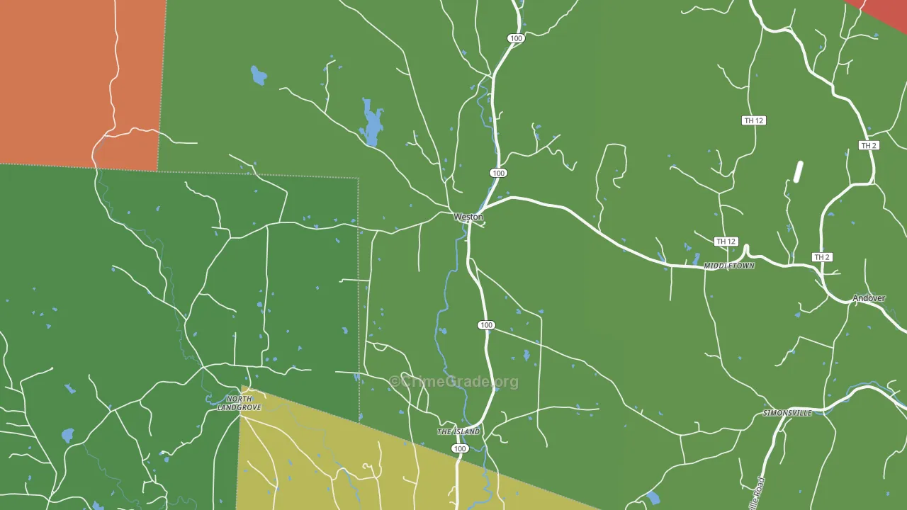Weston, VT Map of Assault Rates