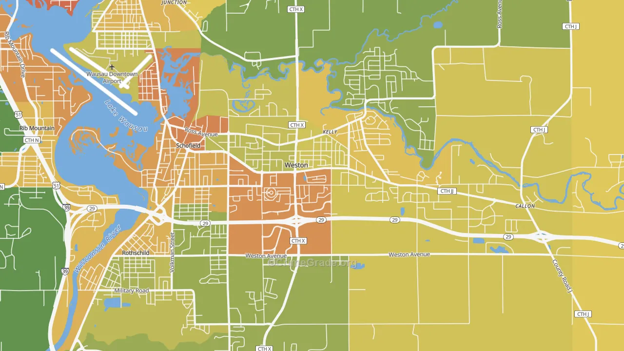 Weston, WI Map of Assault Rates