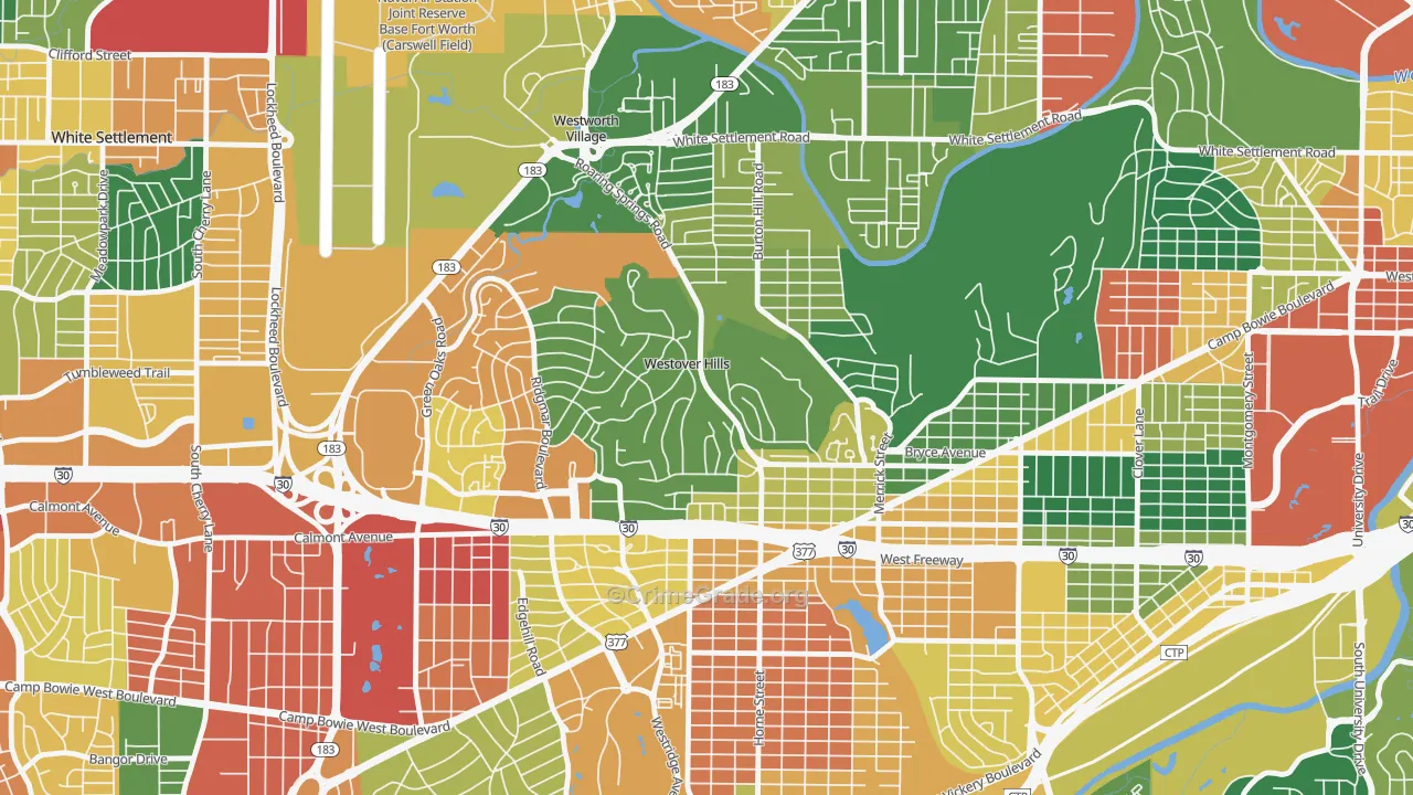 Westover Hills, TX Map of Assault Rates