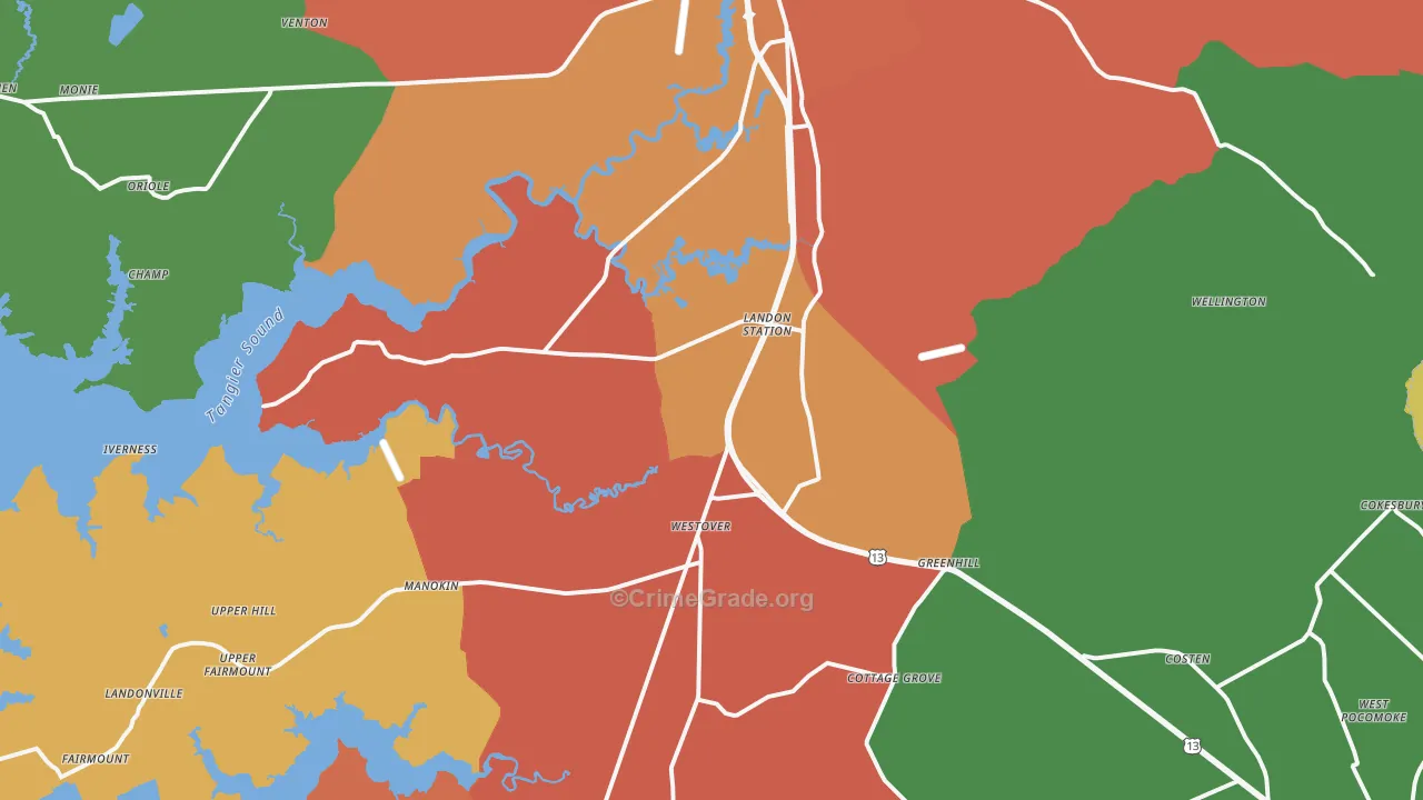 Westover, MD Map of Assault Rates