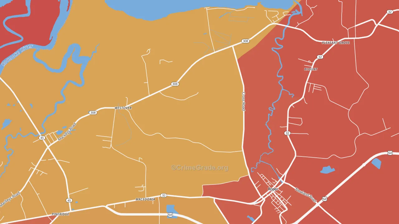 Westover, NC Map of Assault Rates