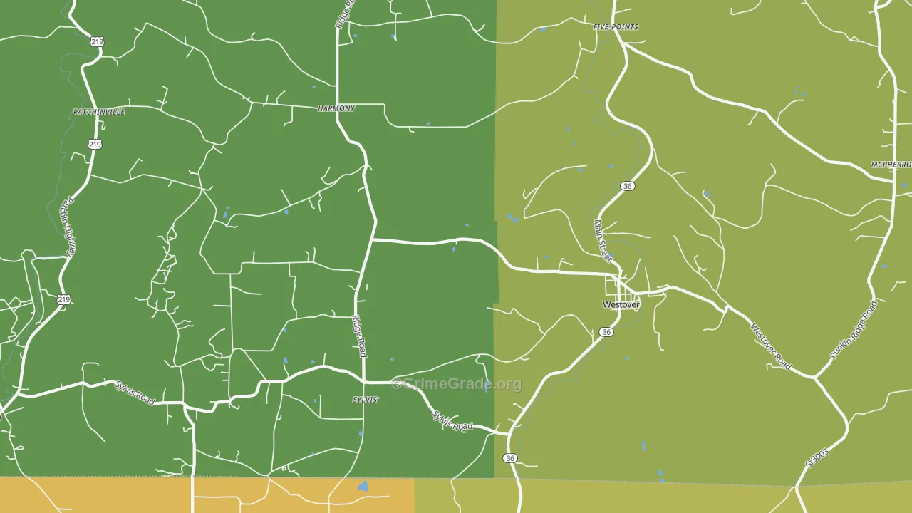 Westover, PA Map of Assault Rates