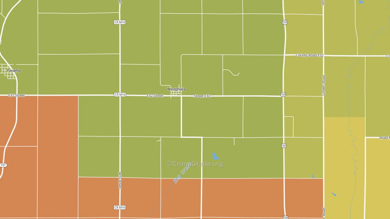 Westphalia, IA Map of Assault Rates