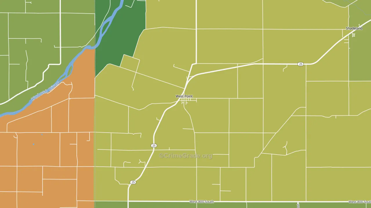 Westpoint, IN Map of Assault Rates