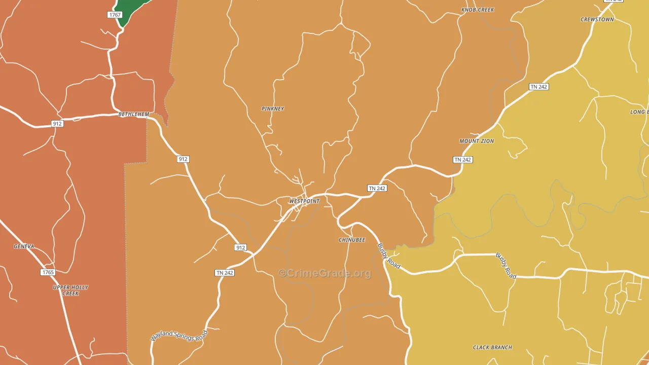 Westpoint, TN Map of Assault Rates