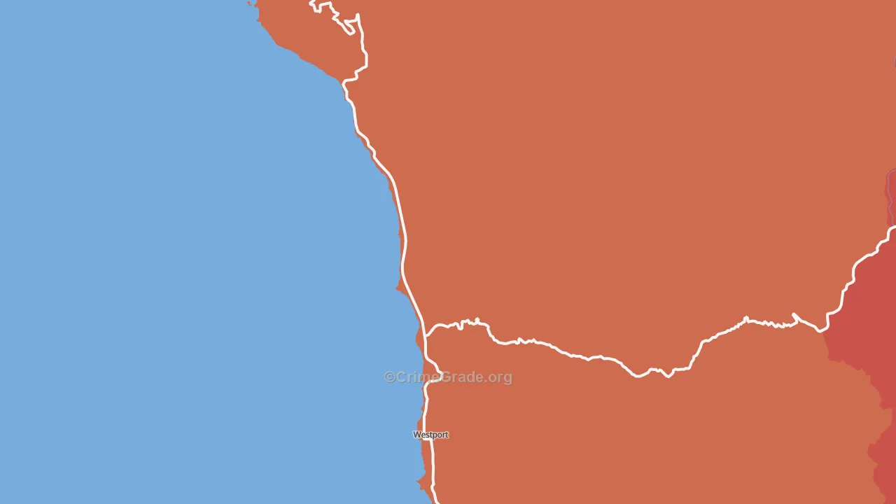 Westport, CA Map of Assault Rates