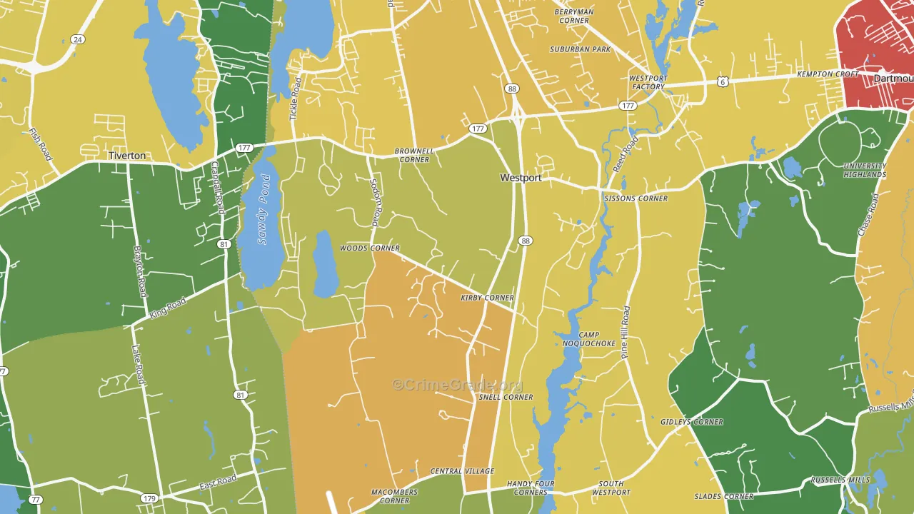 Westport, MA Map of Assault Rates