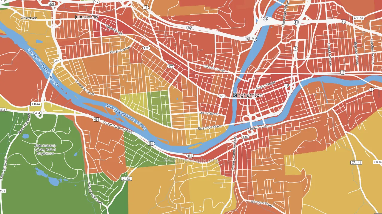 Westside, Binghamton, NY Map of Assault Rates