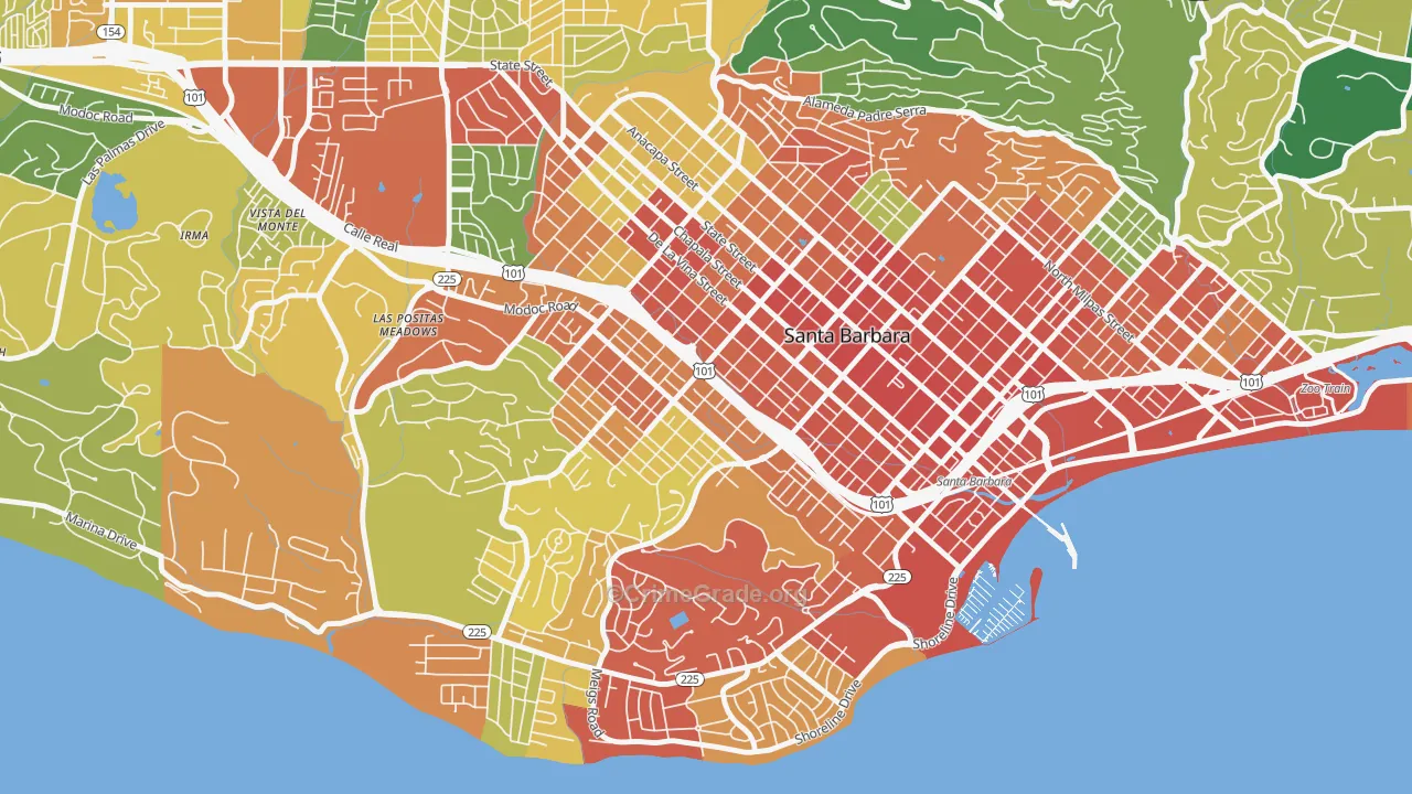 Westside-Santa Barbara, Santa Barbara, CA Map of Assault Rates