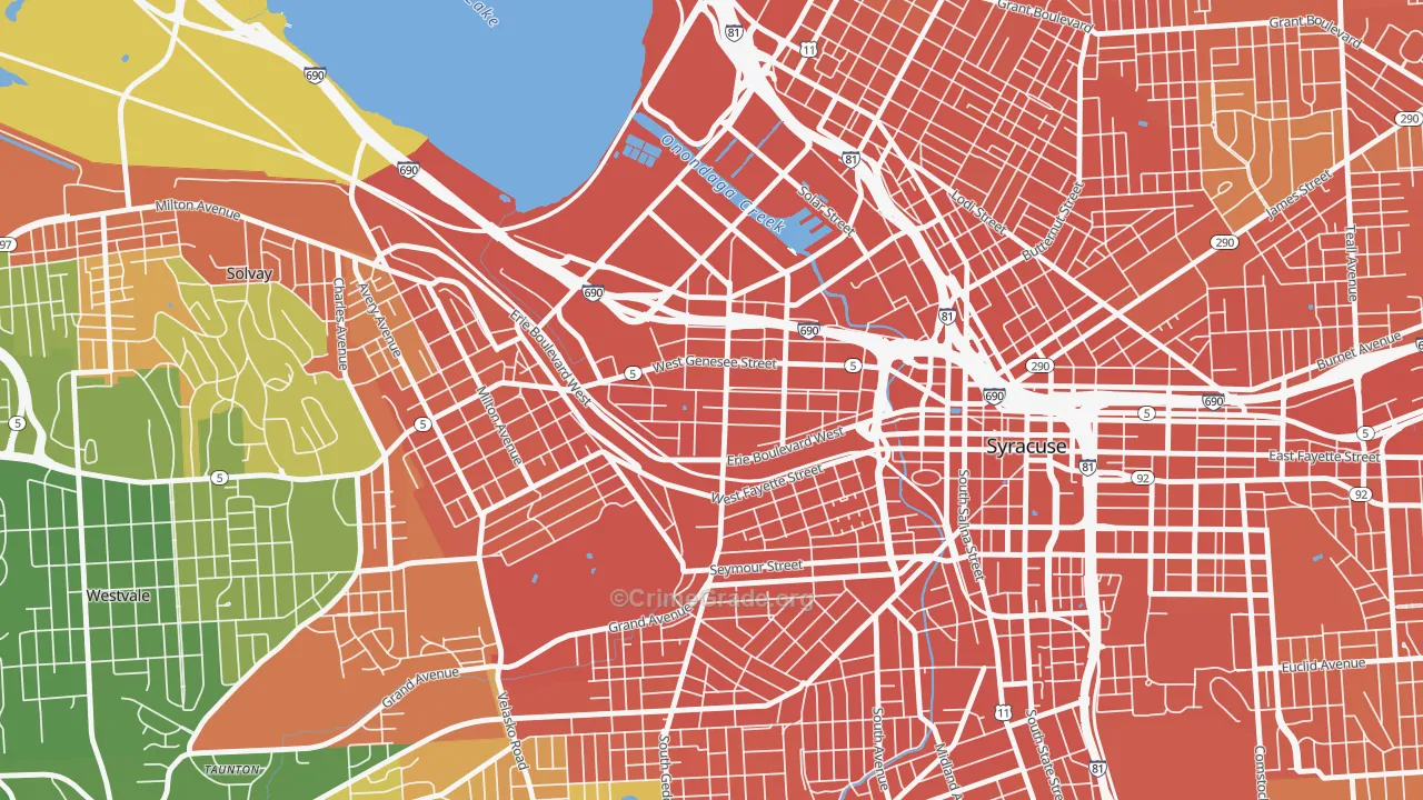 Westside, Syracuse, NY Map of Assault Rates