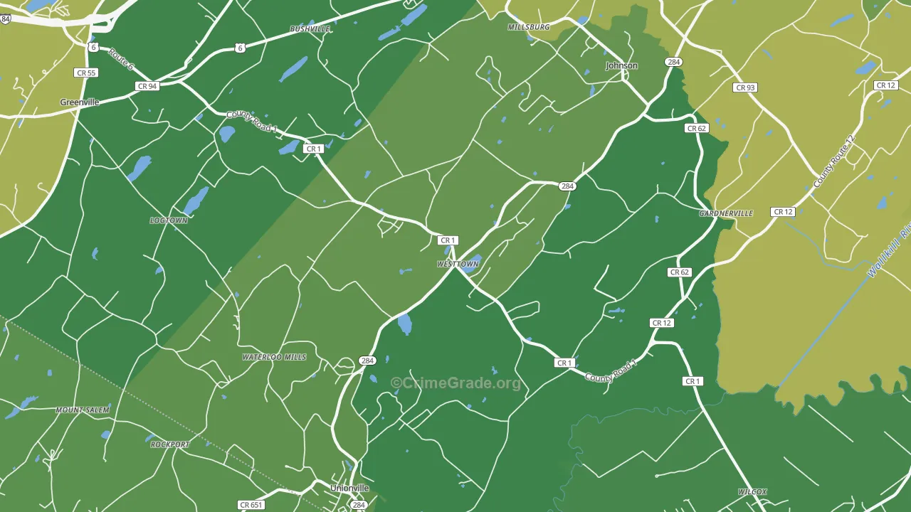 Westtown, NY Map of Assault Rates