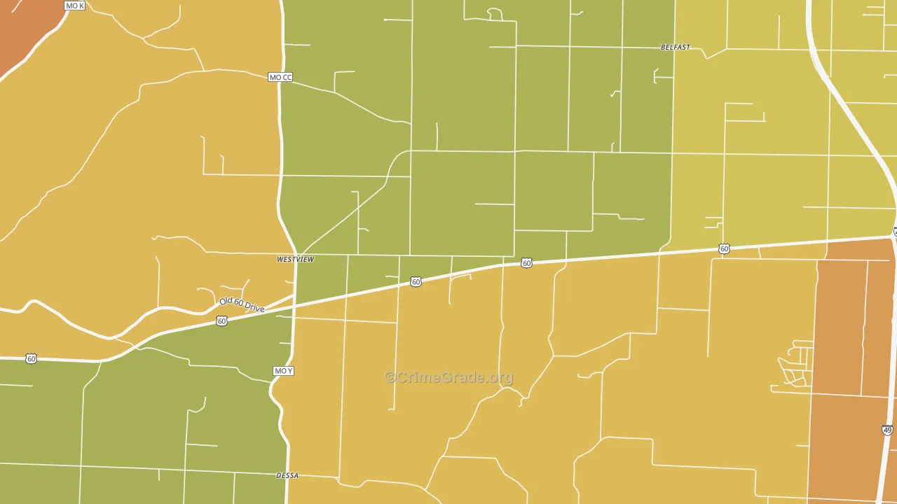 Westview, MO Map of Assault Rates