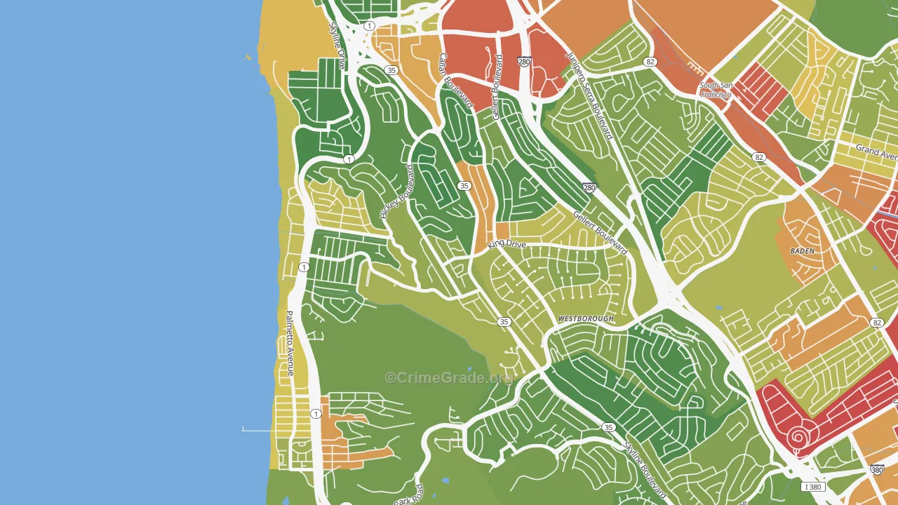 Westview, Pacifica, CA Map of Assault Rates