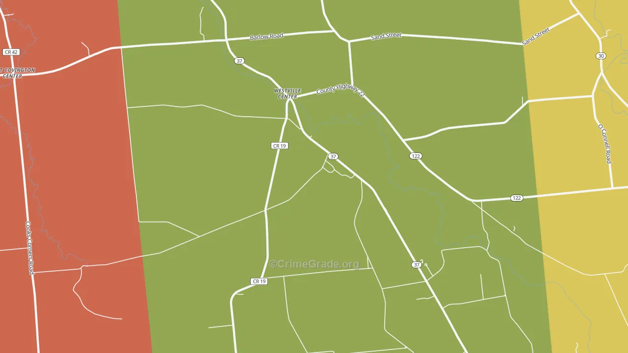 Westville Center, NY Map of Assault Rates