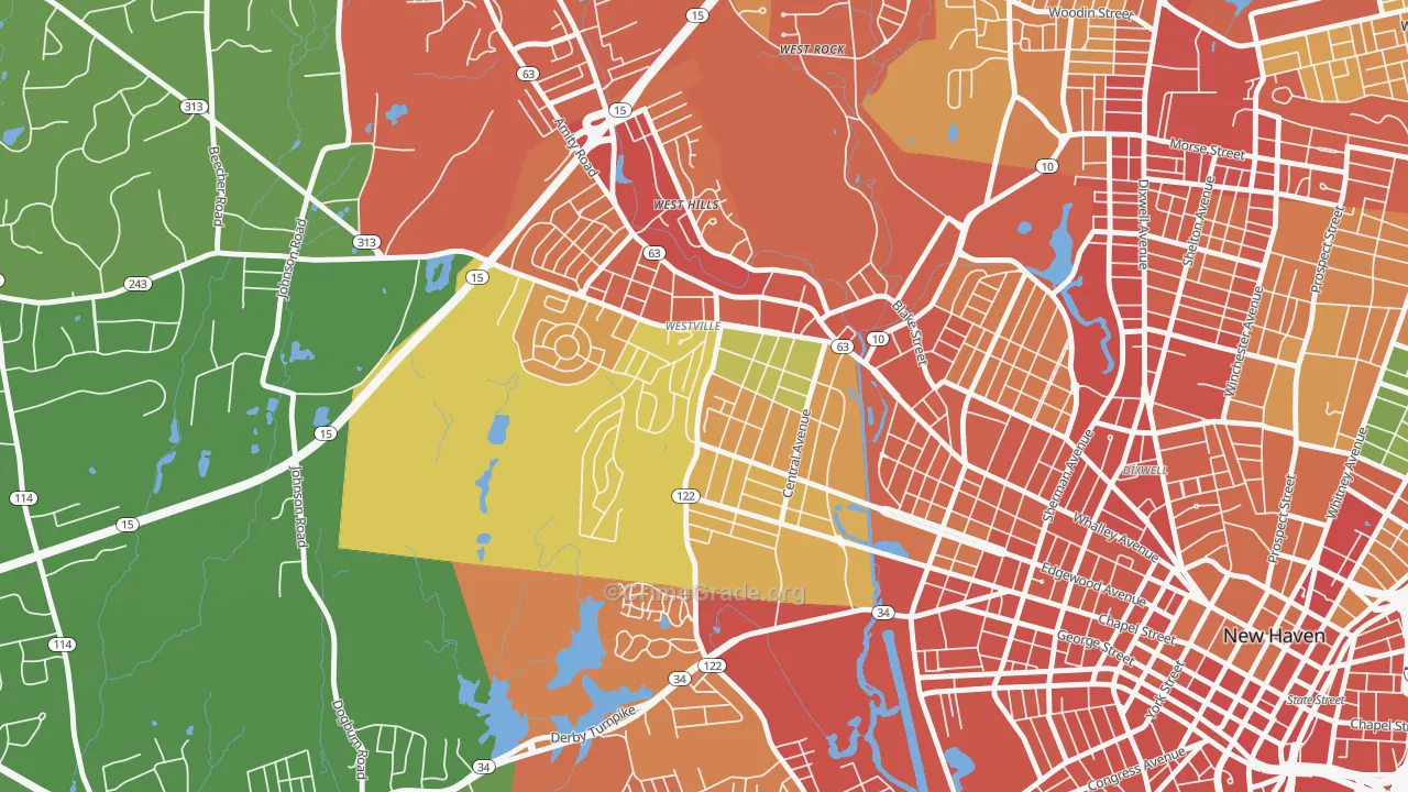 Westville, New Haven, CT Map of Assault Rates