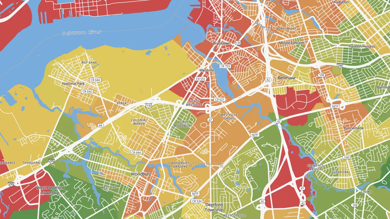 Westville, NJ Map of Assault Rates