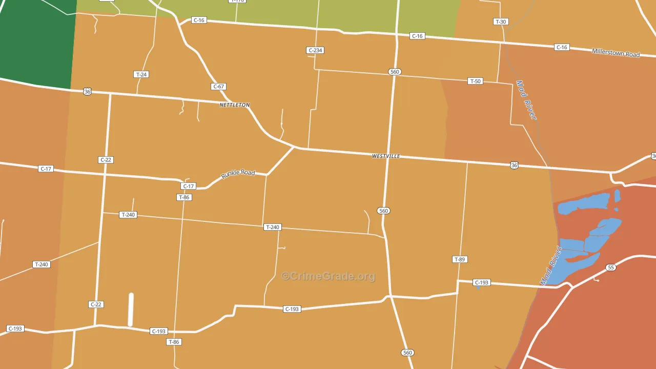 Westville, OH Map of Assault Rates