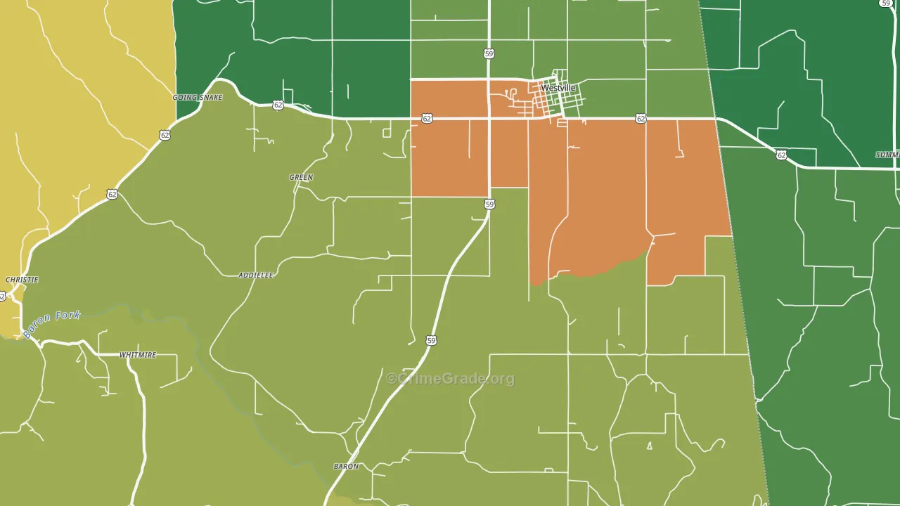Westville, OK Map of Assault Rates
