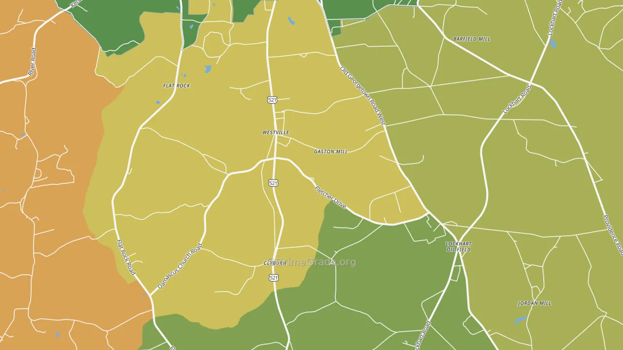 Westville, SC Map of Assault Rates