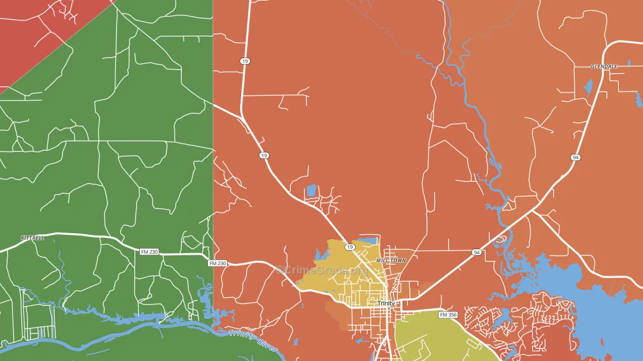 Westville, TX Map of Assault Rates