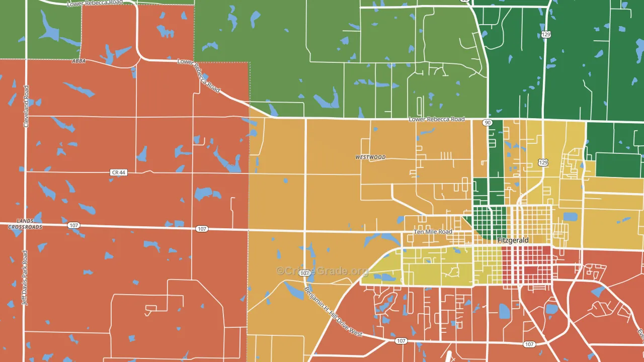 Westwood, GA Map of Assault Rates
