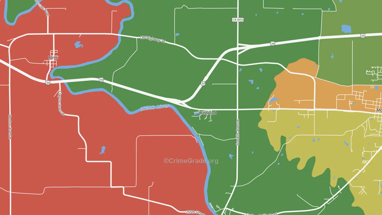 Westwood, IA Map of Assault Rates