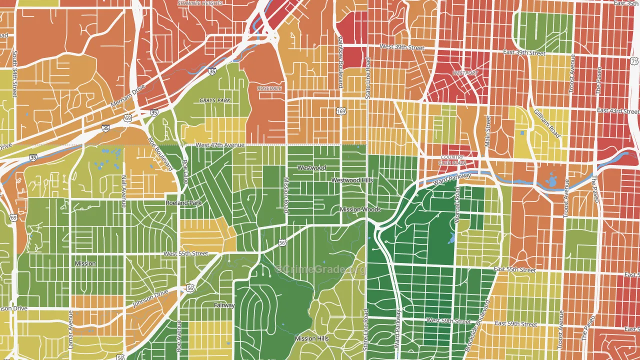 Westwood, KS Map of Assault Rates
