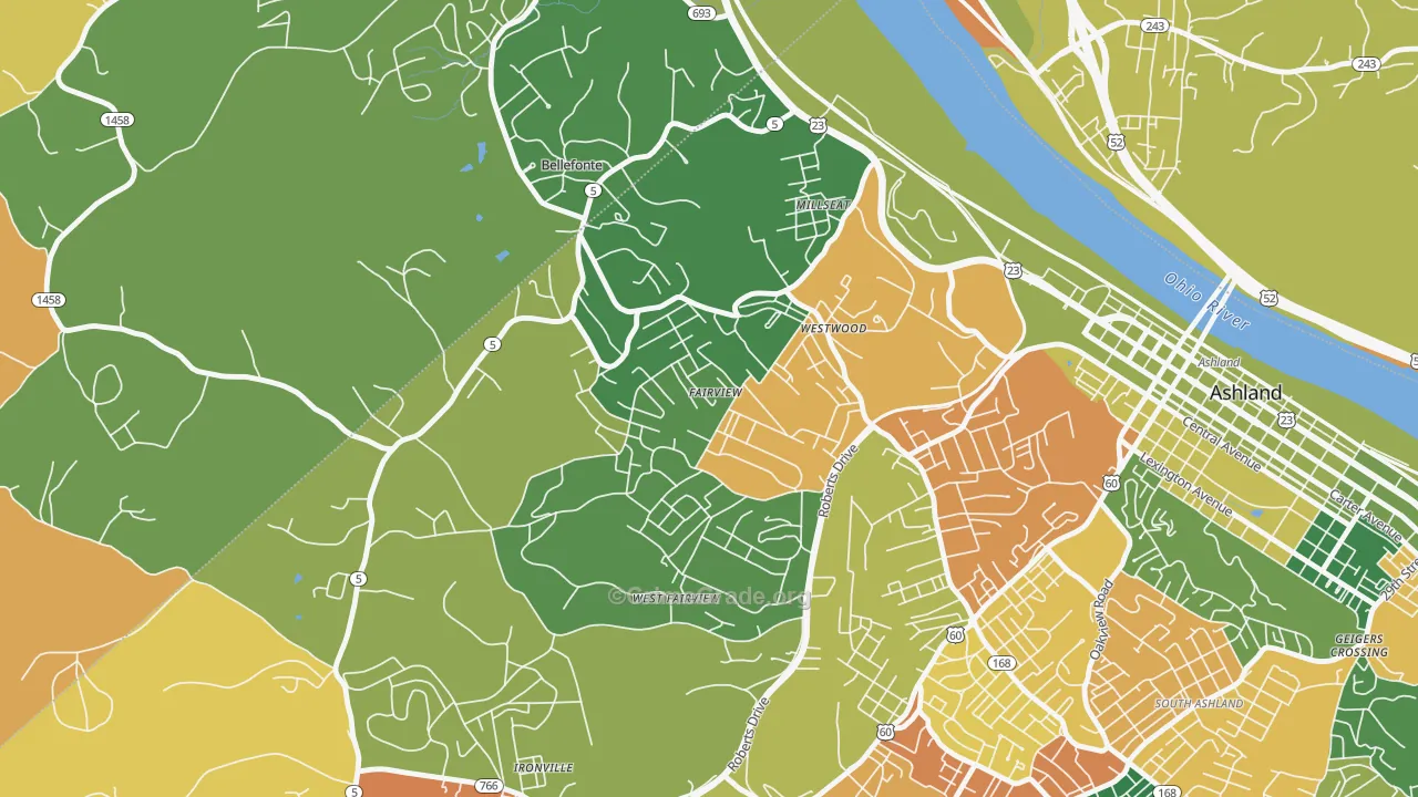 Westwood, KY Map of Assault Rates