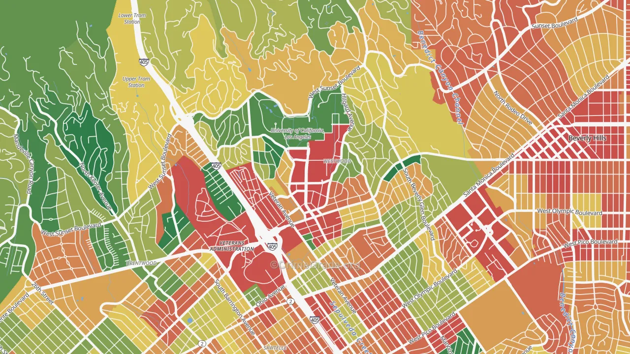 Westwood, Los Angeles, CA Map of Assault Rates
