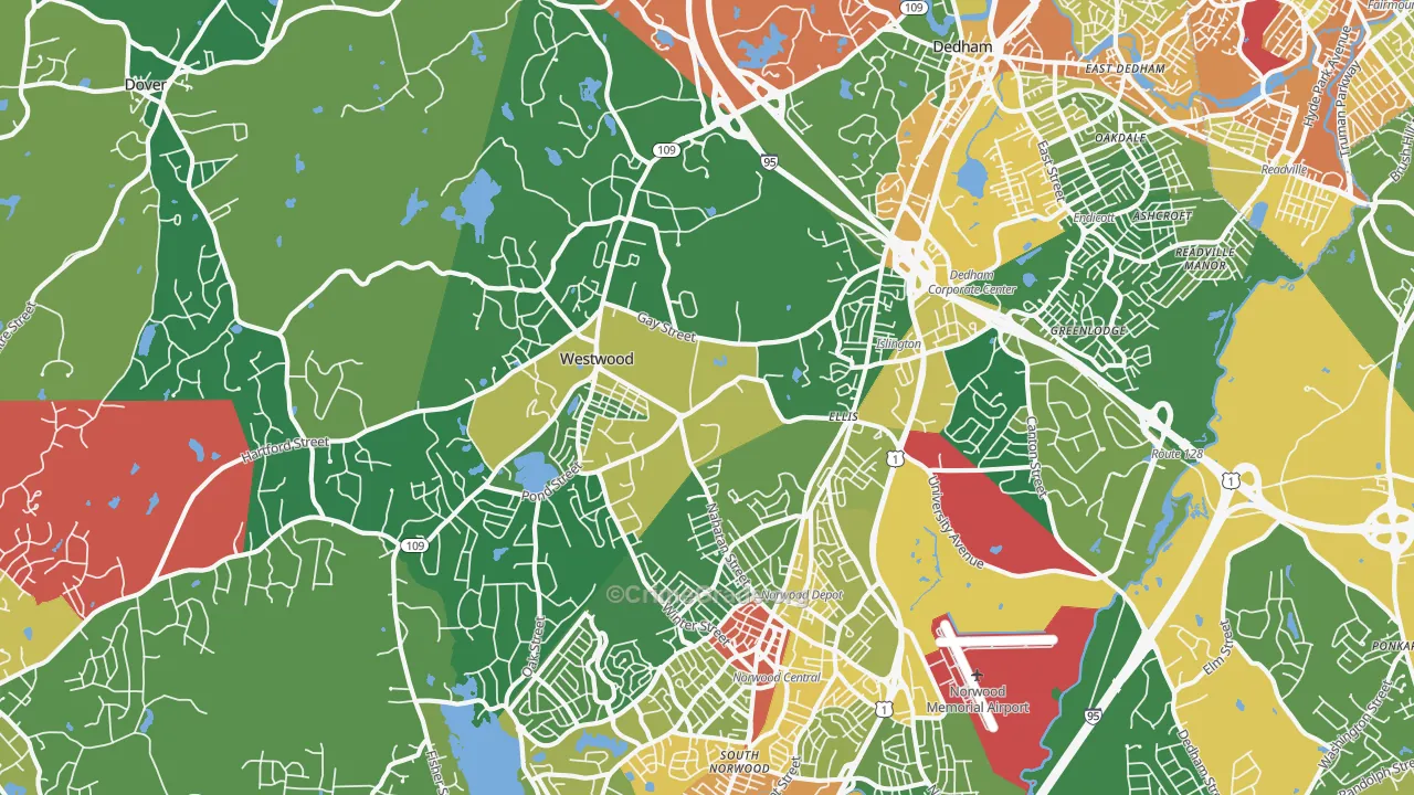 Westwood, MA Map of Assault Rates