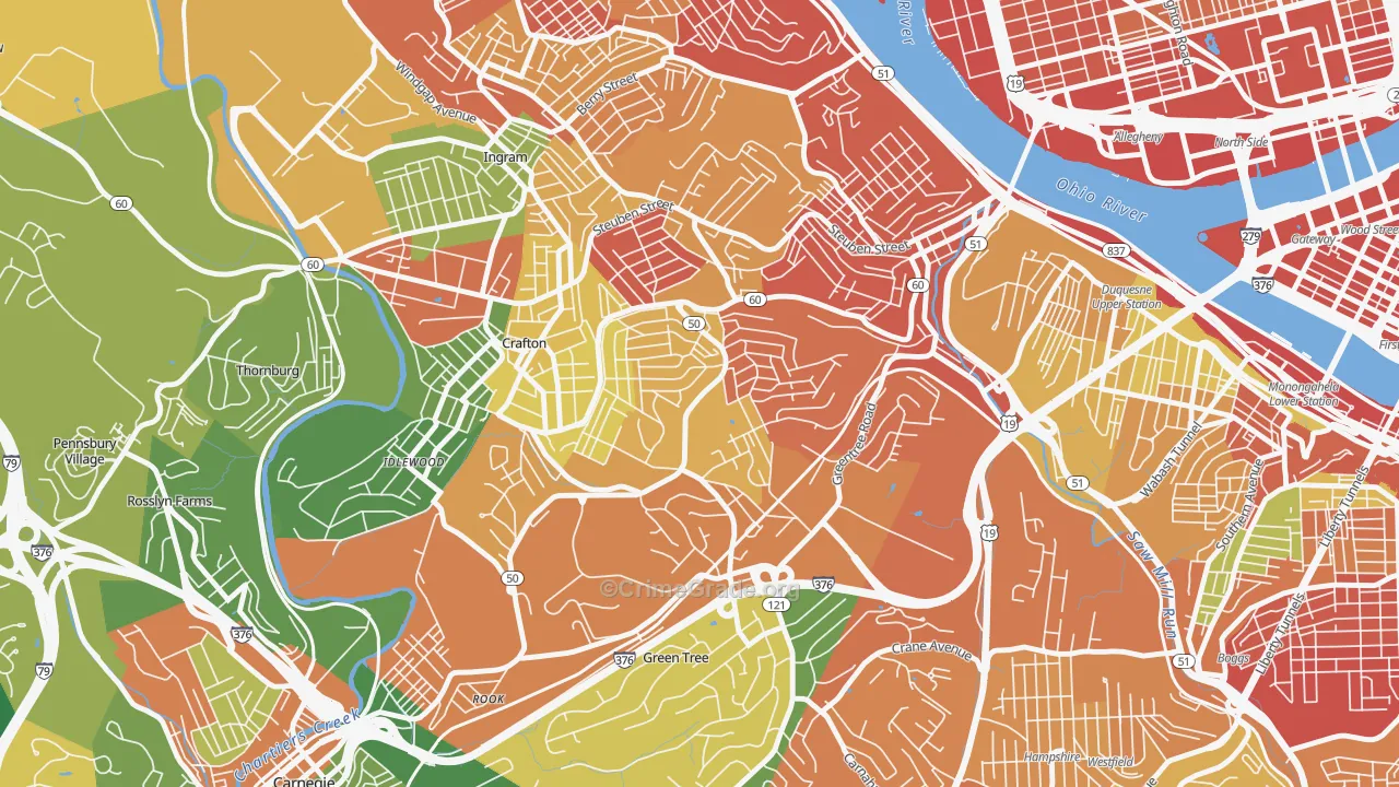 Westwood, Pittsburgh, PA Map of Assault Rates