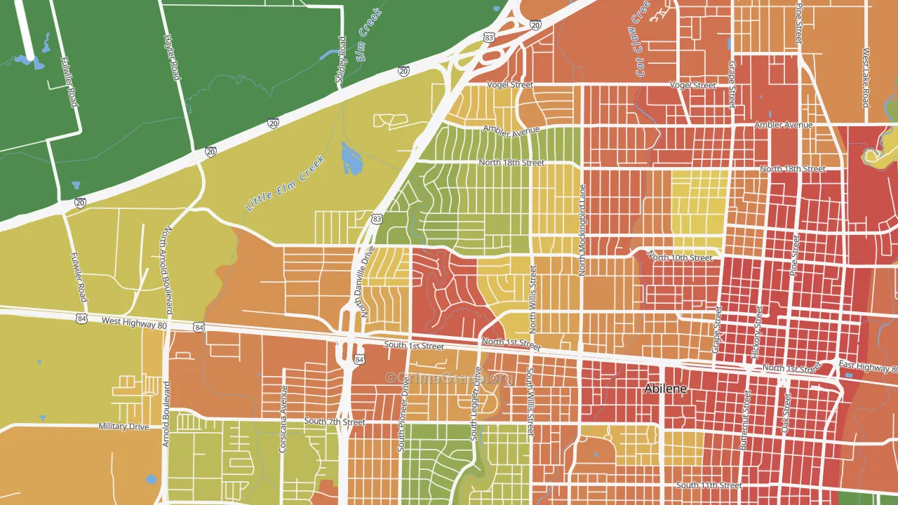 Westwood Richland, Abilene, TX Map of Assault Rates
