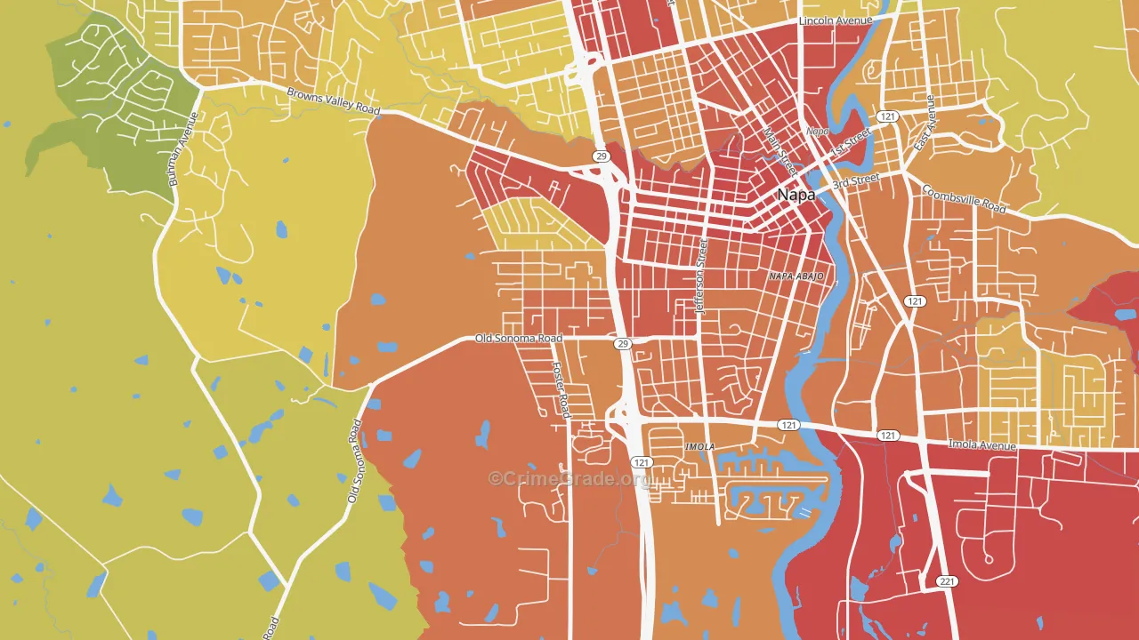Westwood-San Francisco, Napa, CA Map of Assault Rates