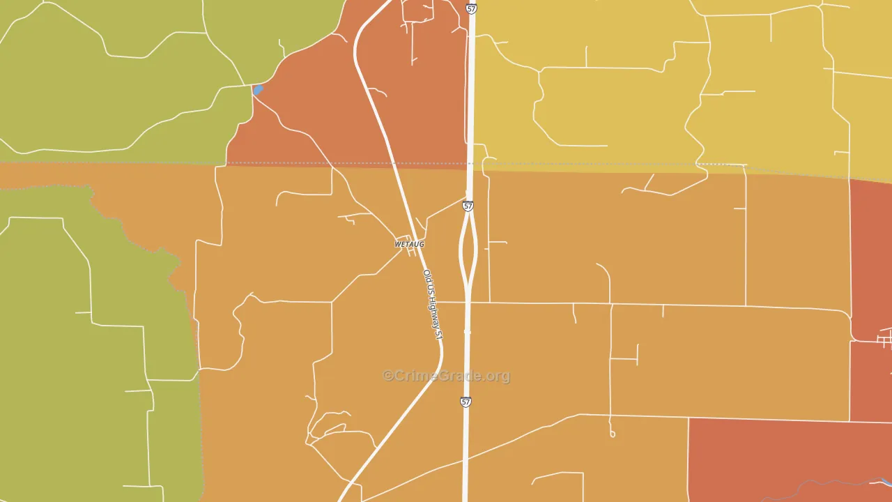 Wetaug, IL Map of Assault Rates
