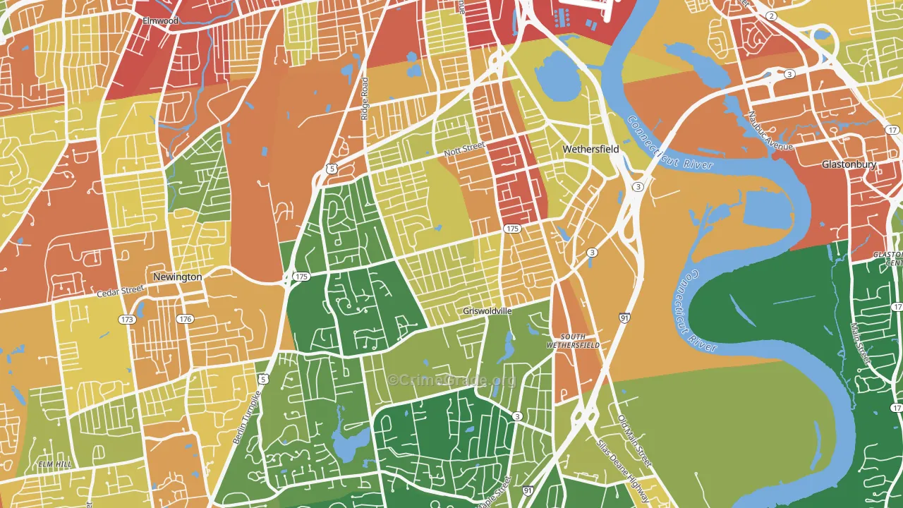 Wethersfield, CT Map of Assault Rates